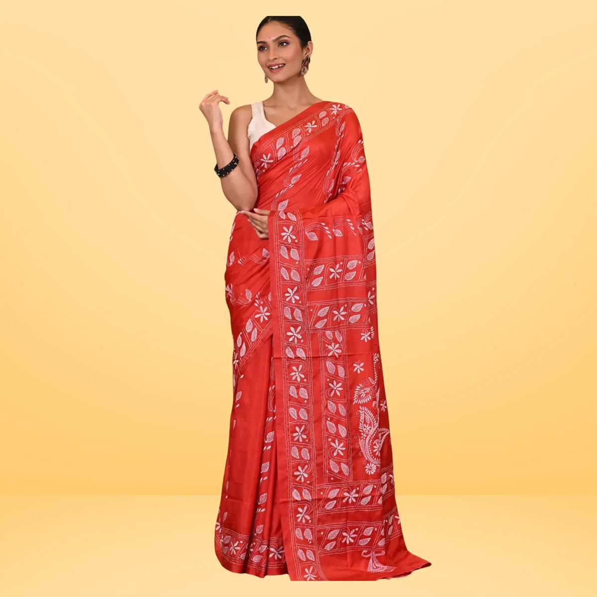 ANURAGINI Blended Silk Kantha Saree