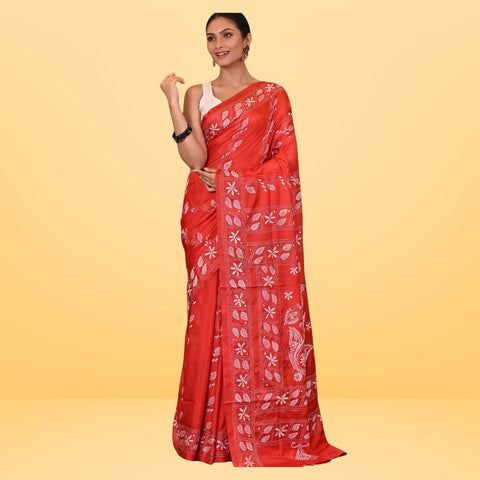 ANURAGINI Blended Silk Kantha Saree