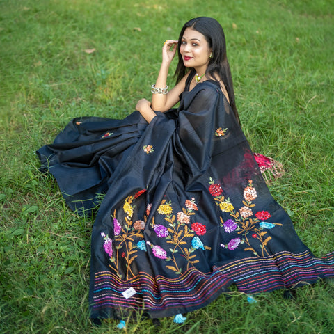 Semi tussar bullion sequence saree