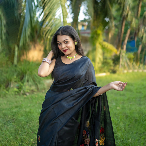 Semi tussar bullion sequence saree