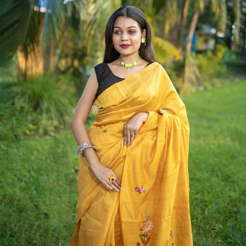 Semi tussar bullion sequence saree