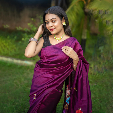 Semi tussar bullion sequence saree
